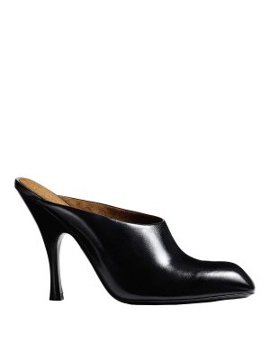 KHAITE: mules shoes - Colt Black Brushed Leather Mules