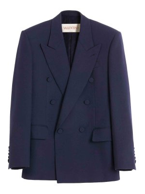 VALENTINO: casual jackets - Double, breasted blazer blue
