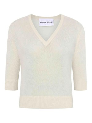 EMERSON RENALDI: Strickpullover mit V-Ausschnitt - V-Pullover - Weiß