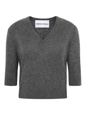 EMERSON RENALDI: Strickpullover mit V-Ausschnitt - V-Pullover - Grau