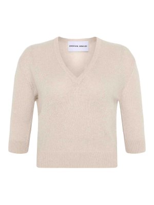 EMERSON RENALDI: Strickpullover mit V-Ausschnitt - V-Pullover - Beige