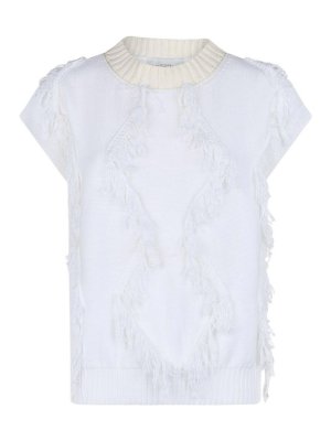 BALLANTYNE: boat necks - White cotton shirt with fringes