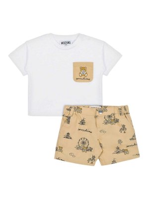 Moschino Kids: completi da cerimonia - Completo Due Pezzi T-Shirt E Short Teddy Bear