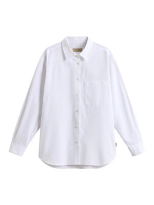 WOOLRICH: shirts - White SEERSUCKER cotton shirt