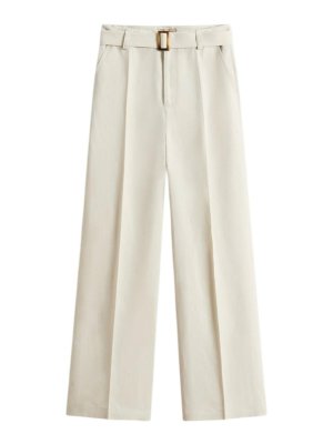 WOOLRICH: casual trousers - Large ivory trousers in linen and viscose