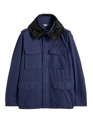 ASPESI: casual jackets - MINIFIELD blue cotton jacket tinted in chief