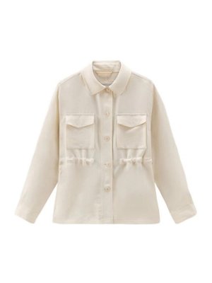 WOOLRICH: shirts - Shirt jacket in brown mixed bread