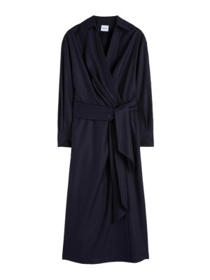 ASPESI: knee length dresses - Blue dress in cashmere wool flannel