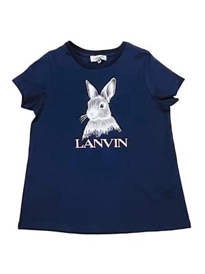 LANVIN: t-shirts - Blue t-shirt with printing