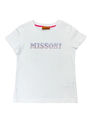 Missoni Kids: t-shirts - White T-shirt with Logo the Pailettes