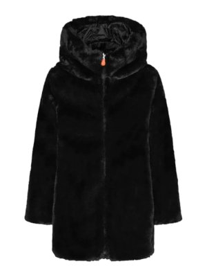 Save The Duck: Fur & Shearling Coats - Flora eco fur with hood