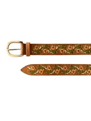 ORCIANI: belts - Nabucco leather belt with floral embroidery
