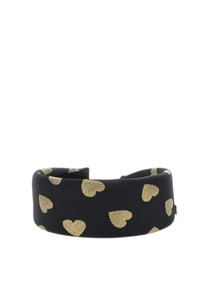 Moschino Kids: Accesorios para el pelo - Círculo negro con corazones dorados