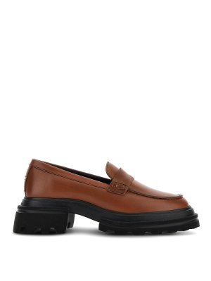 HOGAN: Loafers & Slippers - H674 Cognac leather moccasin