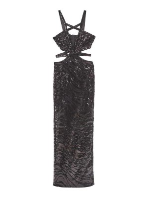JUST CAVALLI: maxi dresses - Long Lace Tiger Dress