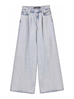 KARL LAGERFELD: jeans dritti, a sigaretta - Pantaloni in denim blu gamba larga