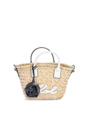 KARL LAGERFELD: cross body bags - K/Signature Raffia Small Basket