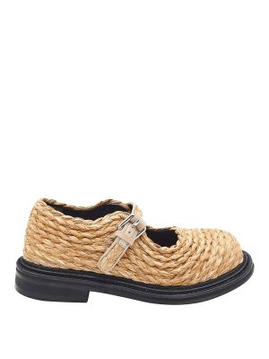 MOSCHINO: flat shoes - Mary Jane Olivia Raffia