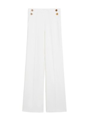 Max Mara: casual trousers - Wide Trousers In Wool Canvas