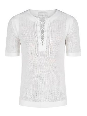 DRIES VAN NOTEN: t-shirts - Cotton T-Shirt With Mesh Inserts