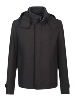 HERNO: casual jackets - Jacket In Black Cloth With Hood