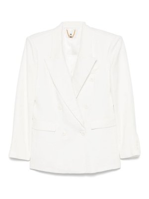ELISABETTA FRANCHI: casual jackets - Linen Blend Double-Breasted Jacket
