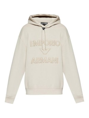 パーカー・フーディ EMPORIO ARMANI Men Hoodies EM001007AF13700U1088 BEIGE Emporio Armani Allover Logo Hoodie - Beige