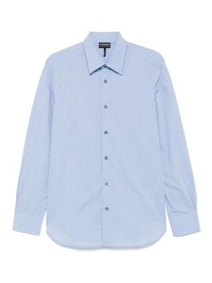 EMPORIO ARMANI: camicie - Camicia di cotone logo allover
