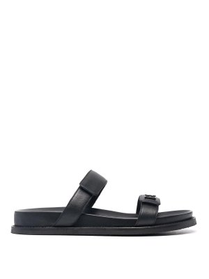 EMPORIO ARMANI: sandals - Leather Flat Sandals
