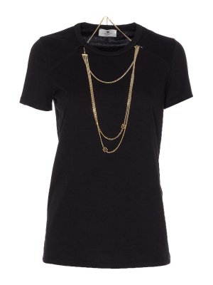 ELISABETTA FRANCHI: t-shirt - T-shirt  Jersey con dettagli gioiello