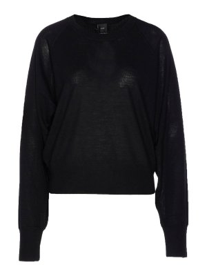 Pinko: Strickpullover mit Rundhalsausschnitt - Rundhalspullover - Schwarz