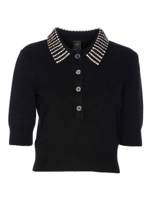 Pinko: Strickpullover mit Rundhalsausschnitt - Rundhalspullover - Schwarz