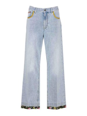 VALENTINO GARAVANI: jeans bootcut - Pantaloni in denim ricamati