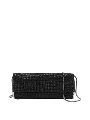 BENEDETTA BRUZZICHES: cross body bags - Black Kate Crystal Crossbody Bag