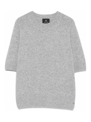 ANINE BING: Strickpullover mit Rundhalsausschnitt - Rundhalspullover - Grau