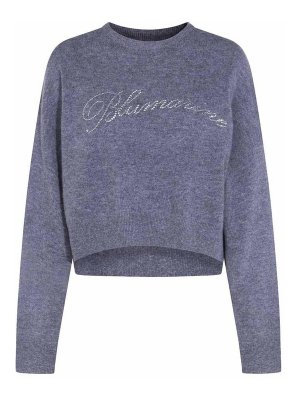 BLUMARINE: Strickpullover mit Rundhalsausschnitt - Rundhalspullover - Grau