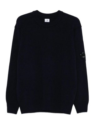 C.P. COMPANY: Pull col rond - Pull Col Rond - Bleu