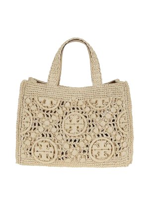 TORY BURCH: totes bags - T Monogram Raffia Square Tote