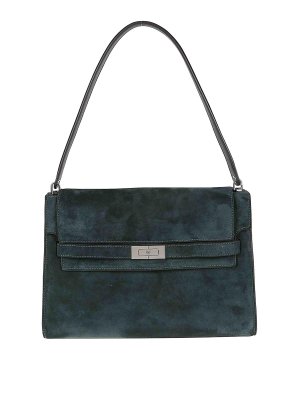 TORY BURCH: cross body bags - Lee Radziwill Suede Large Shoulder Bag