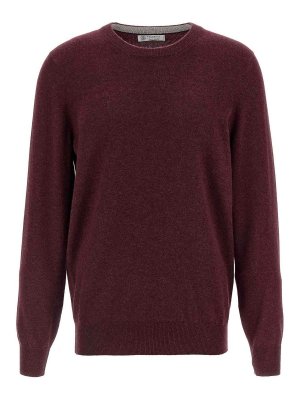BRUNELLO CUCINELLI: Strickpullover mit Rundhalsausschnitt - Rundhalspullover - Dunkelrot