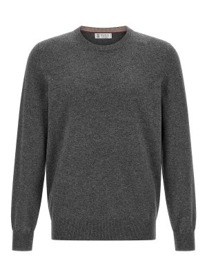 BRUNELLO CUCINELLI: Suéteres con cuello pico - Suéter Cuello Redondo - Gris