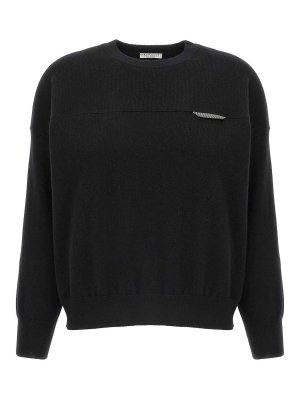 BRUNELLO CUCINELLI: Suéteres con cuello pico - Suéter Cuello Redondo - Negro