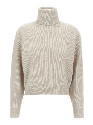BRUNELLO CUCINELLI: cardigans - Ribbed Turtleneck Sweater