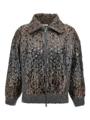 BRUNELLO CUCINELLI: cardigans - Dazzling Dgrad Embroidery Cardigan