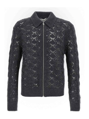 JIL SANDER: cardigans - Openwork Wool Cardigan