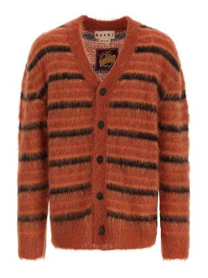 Marni: cardigans - Brushed Striped Cardigan