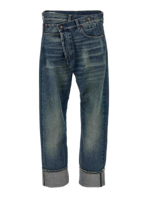R13: bootcut jeans - Cuffed Crossover Jeans