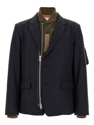 Sacai: Chaquetas Bomber - Chaqueta Bomber - Azul