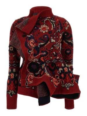 Sacai: cardigan - Cardigan di lana jacquard