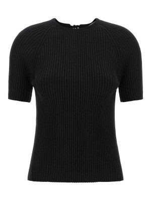 TORY BURCH: Suéteres con cuello pico - Suéter Cuello Redondo - Negro